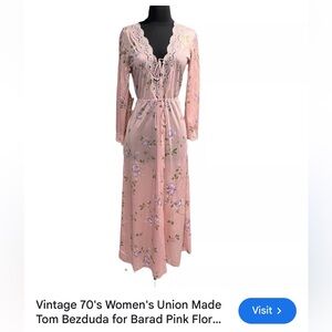 Vintage union made for Tom Bezduda Floral Pink Women's Sleepwear dress S